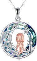 wholesale TOUPOP Cat Necklaces Sterling Silver Cat Moon Pendant Necklace With Blue Circle Crystal Christmas Birthday Valentines Mothers Day Jewelry For Women Cat Lovers -0-0