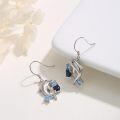 wholesale 925 Sterling Silver Blue Crystal Dolphin Wave Stud Earrings for Women-0-1