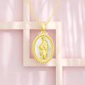 wholesale Gold 925 Sterling Silver Virgin Mary Pendant Necklace with Mother of Pearl and Rope Border Religious Jewelry for Women & Men-0-4