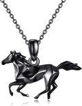 wholesale 925 Sterling Silver Black Geometric Horse Pendant Necklace for Women 30cm -0-0