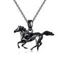 wholesale 925 Sterling Silver Geometric Horse Pendant Necklace For Men-0-0
