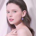 wholesale 925 Sterling Silver Purple Crystal Angel Wing Heart Drop Earrings-0-1