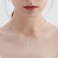 wholesale Sterling Silver Birthstone Flower Cross Pendant Necklace-0-4