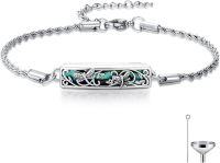 wholesale TOUPOP Urn Bracelet For Ashes For Women 925 Sterling Silver Dragonfly Abalone Shell Cremation Jewelry For Ashes Keepsake Pendant Locket Bracelet For Women Human -undefined