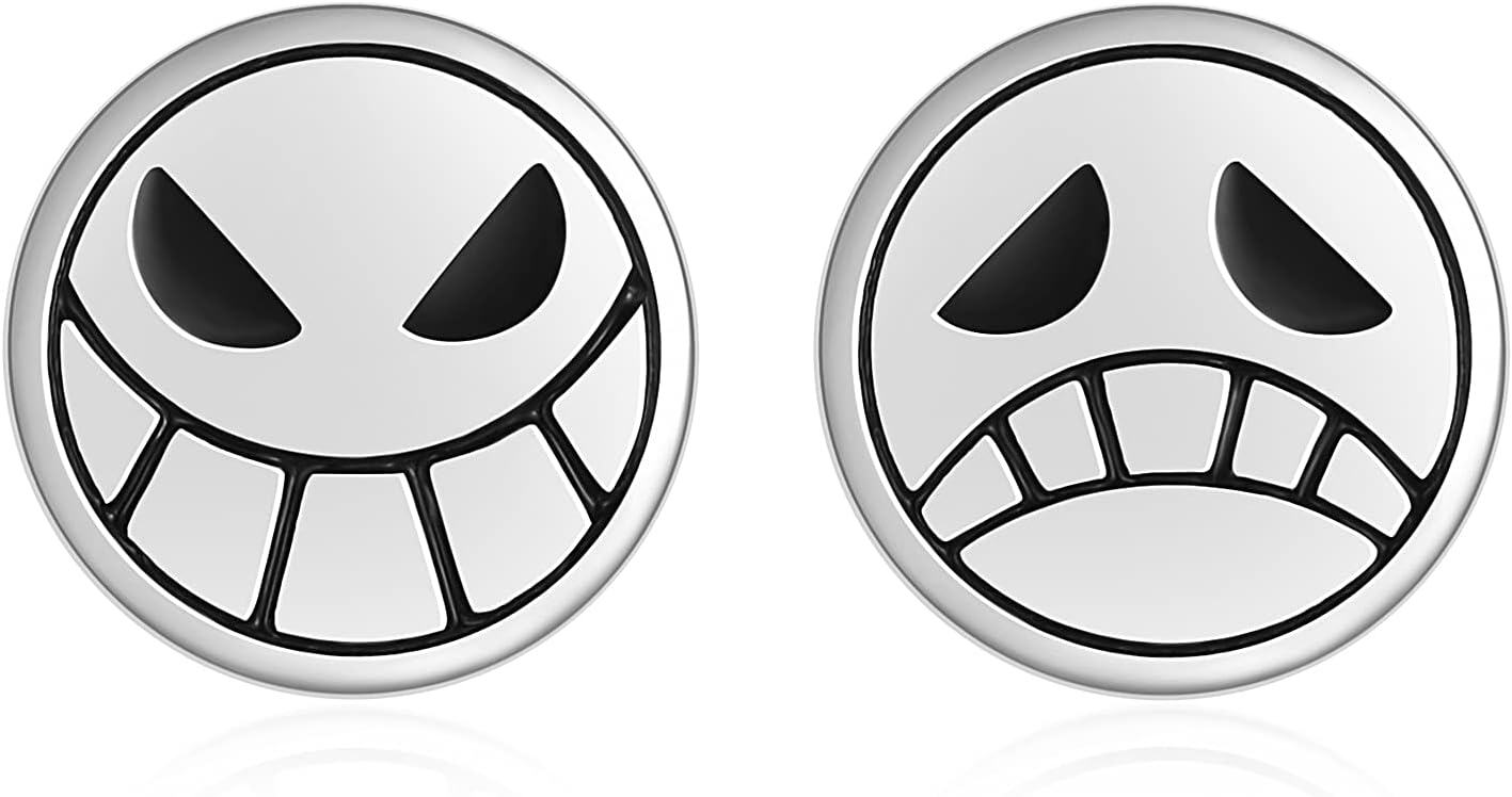 Sterling Silver Ace Stud Earrings One Piece Anime Cosplay Jewelry-0-0
