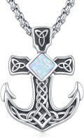 wholesale  Sterling Silver Moonstone Opal Turquoise Malachite Celtic Knot Anchor Necklace -0-0