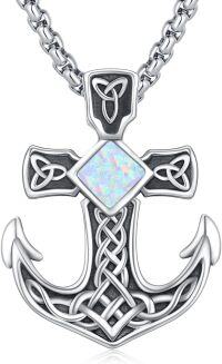 wholesale 925 Sterling Silver Cross Pendant with Opal and Turquoise Stone Necklace -A5-White Opal