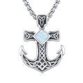 wholesale 925 Sterling Silver Cross Pendant with Opal and Turquoise Stone Necklace -0-0