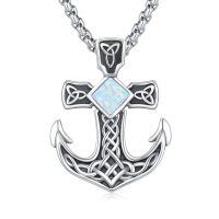 wholesale 925 Sterling Silver Cross Pendant with Opal and Turquoise Stone Necklace -A5-White Opal