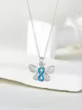 wholesale 925 Sterling Silver Blue Fire Opal Butterfly Pendant Necklace for Women's Gifts-0-1