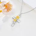 wholesale 925 Sterling Silver Sunflower Cross Pendant with Chain and Keepsake Jewelry Box Set-0-4