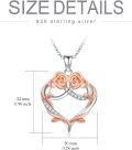 wholesale 925 Sterling Silver Infinity Heart with 2 Pink Roses and Cubic Zirconia Pendant Necklaces Gifts for Women-0-3