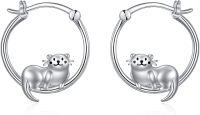 wholesale 925 Sterling Silver Otter Hoop Earrings Gift for Women Girls Jewelry Accessories-otter
