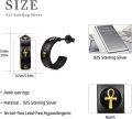 wholesale 925 Sterling Silver Black Gold Ankh Hoop Earrings - Egyptian Jewelry for Women and Girls-0-5
