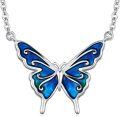 wholesale 925 Sterling Silver Blue Opal Butterfly Pendant Necklace Minimalist Charm s for Her-0-0
