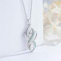 wholesale 925 Sterling Silver White Fire Opal Celtic Knot Infinity Heart Pendant Necklace for Women-0-4