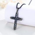 wholesale 925 Sterling Silver Black Abalone Shell Inlay Cross Pendant Chain Necklace for Men's Religious s -0-4