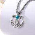 wholesale 925 Sterling Silver Cross Pendant with Turquoise and Celtic Knot Design Chain Necklace-0-1