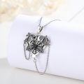 wholesale 925 Sterling Silver Heart-Shaped Black Onyx Spider Web Pendant Necklace-0-2