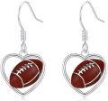 wholesale 925 Sterling Silver Heart-Shaped American Football Dangle Earrings Sporty Gift for Women-0-0