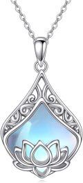wholesale 925 Sterling Silver Teardrop Moonstone Pendant Necklace-0-0