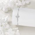 wholesale Sterling Silver & AAA Cubic Zirconia Cross Bracelet with Dove for Women - Elegant Baptism Peace Jewelry Gift-0-4