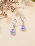 wholesale 925 Sterling Silver Gold Alexandrite June Birthstone Teardrop Dangle Earrings 22x8mm-0-3