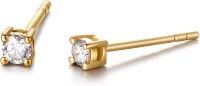 wholesale 10K Gold Round Natural Diamond Stud Earrings (1 ct tw F-G-SI2)-Yellow