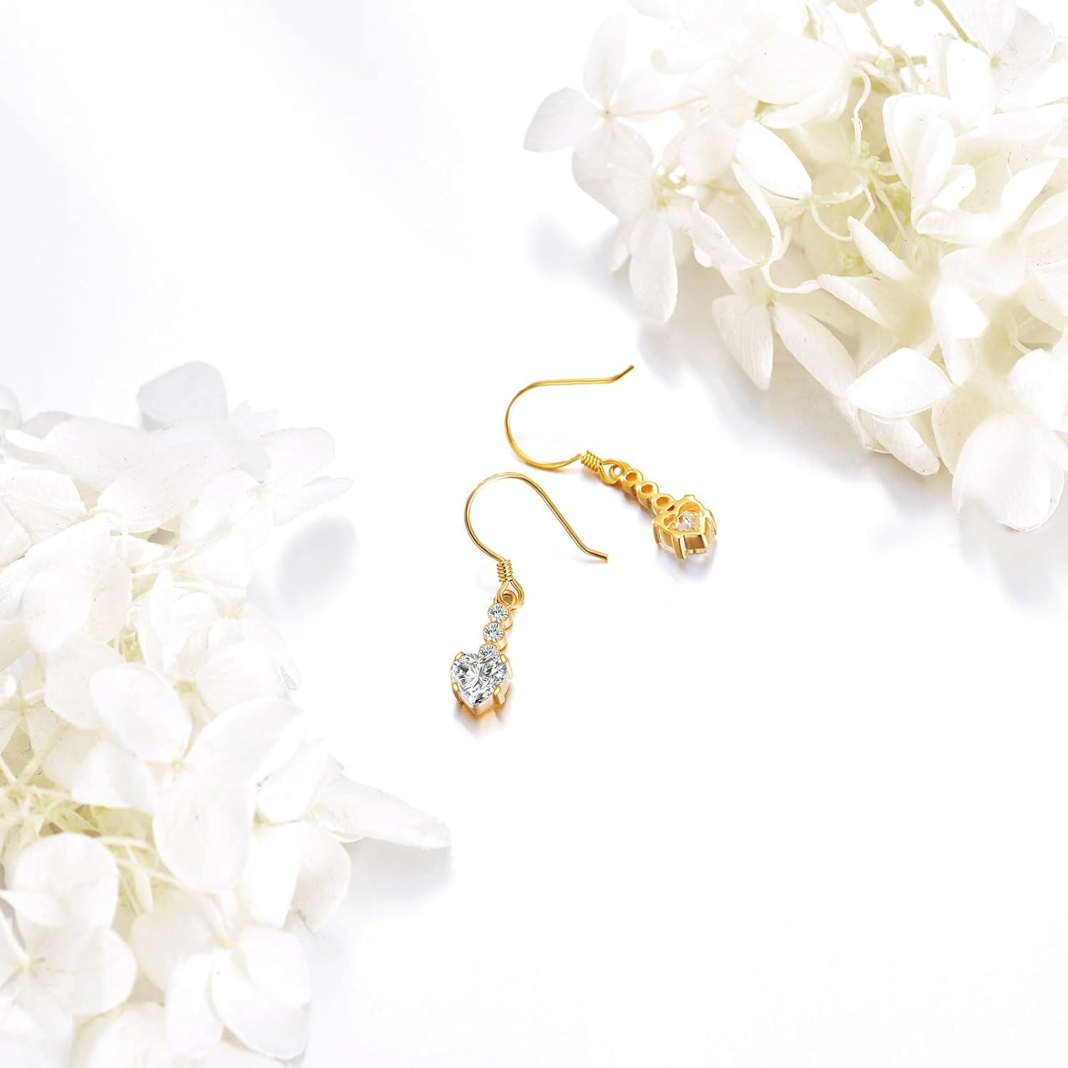 wholesale 14K Gold Moissanite Heart Drop Earrings with Celtic Knot Design-0-5