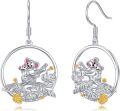 wholesale 925 Sterling Silver Koala Bear and Baby Dangle Drop Earrings for Women Gifts-0-0
