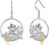 wholesale 925 Sterling Silver Koala Bear and Baby Dangle Drop Earrings for Women Gifts-Koala Earrings