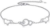 wholesale 925 Sterling Silver Elephant Shape Infinity Love Heart Charm Adjustable Link Chain Bracelet s for Women Girls-Elephant Bracelet