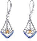 wholesale 925 Sterling Silver Evil Eye Blue Crystal Dangle Earrings Faith s for Women Girls-0-0