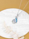 TOUPOP Sterling Silver Created Opal Infinity Butterfly Necklace-0-2