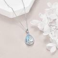 wholesale 925 Sterling Silver Teardrop Mermaid Pendant with Blue Opal and Moonstone Necklace-0-2