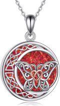 wholesale 925 Sterling Silver Red Glitter Butterfly Heart Pendant Necklace s for Women Girls Sisters Mothers-0-0