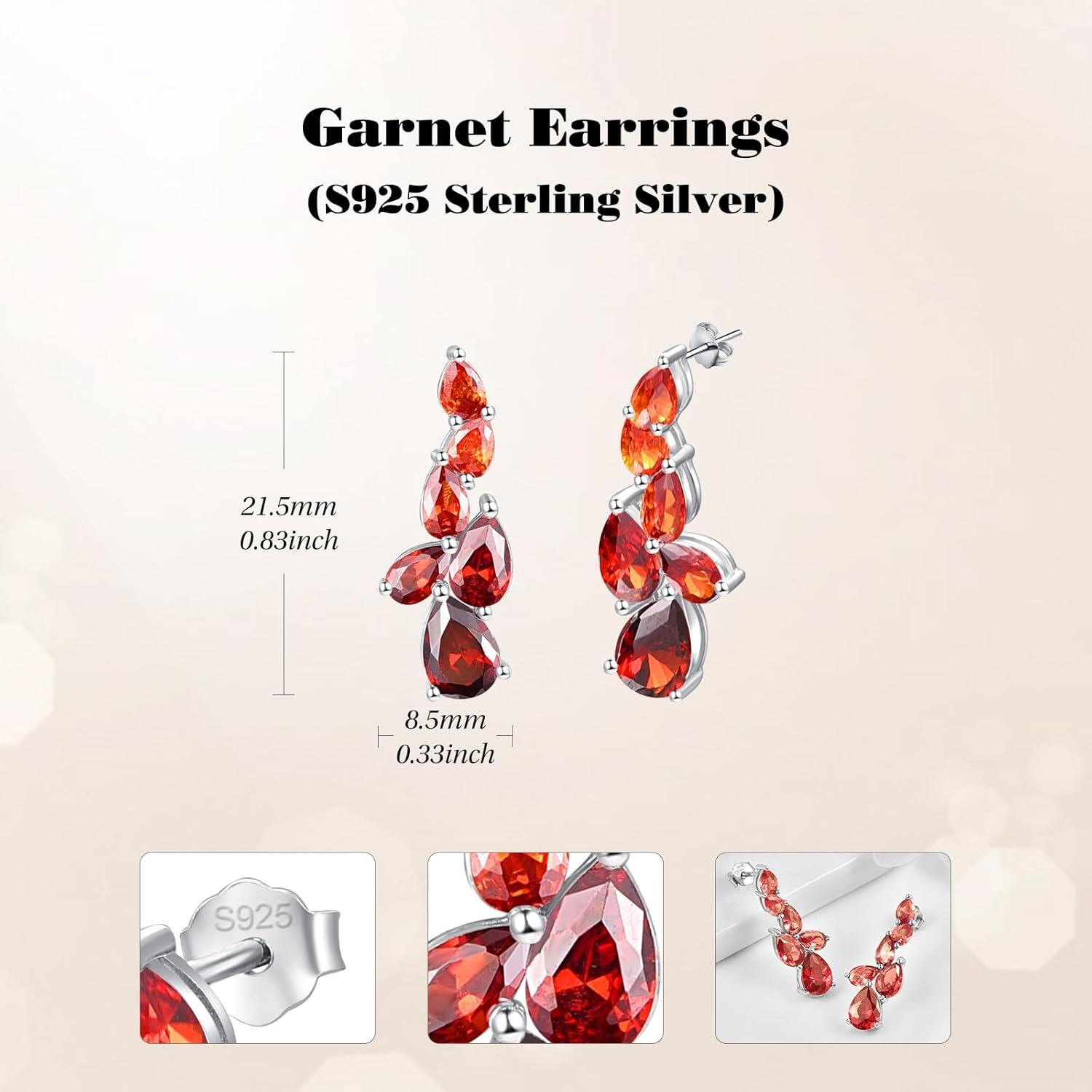 wholesale 925 Sterling Silver Birthstone Teardrop Dangle Earrings for Women-0-2
