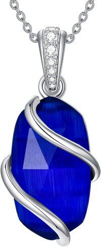 wholesale Sterling Silver Gemstone Dainty Pendant Necklace for Women Mom Gift-A-Sapphire-September