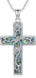 wholesale Sterling Silver Abalone Shell Cross Necklace Christian Gift for Women-0-15