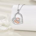 wholesale 925 Sterling Silver Fox Love Forever Heart Pendant Necklace for Girls Women Gifts Jewelry-0-2