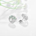 wholesale 925 Sterling Silver Tree Of Life Green Enamel White Gold Plated Cz Stud Earrings-0-1