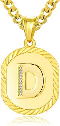 wholesale Sterling Silver A Z Letter Pendant Necklace w Cuban Chain (Gift)-D