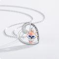 wholesale 925 Sterling Silver Heart Fox Pendant Necklace with Blue Eyes and Engraved Message Keep me in your heart-0-4