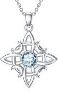 wholesale 925 Sterling Silver Witches Knot Birthstone Necklace Wicca Moon Celtic Pendant-0-31