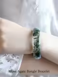 TOUPOP Sterling Silver Jadeite Bangle Bracelet Feng Shui Good Luck Jewelry Gift-0-1