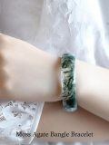 TOUPOP Sterling Silver Jadeite Bangle Bracelet Feng Shui Good Luck Jewelry Gift-0-1