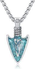 wholesale 925 Sterling Silver Turquoise Stone Viking Arrowhead Pendant Necklace for Men-0-0