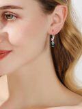wholesale 925 Sterling Silver with Black Pearl and Cubic Zirconia Drop Leverback Earrings for Women-0-3