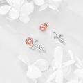 wholesale 925 Sterling Silver Rose Flower Faith Drop Earrings Rose Gold Plated Cubic Zirconia-0-2