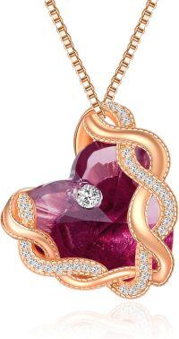 wholesale 925 Sterling Silver Infinity Heart Birthstone Crystal Necklace-02-Feb-Amethyst Purple